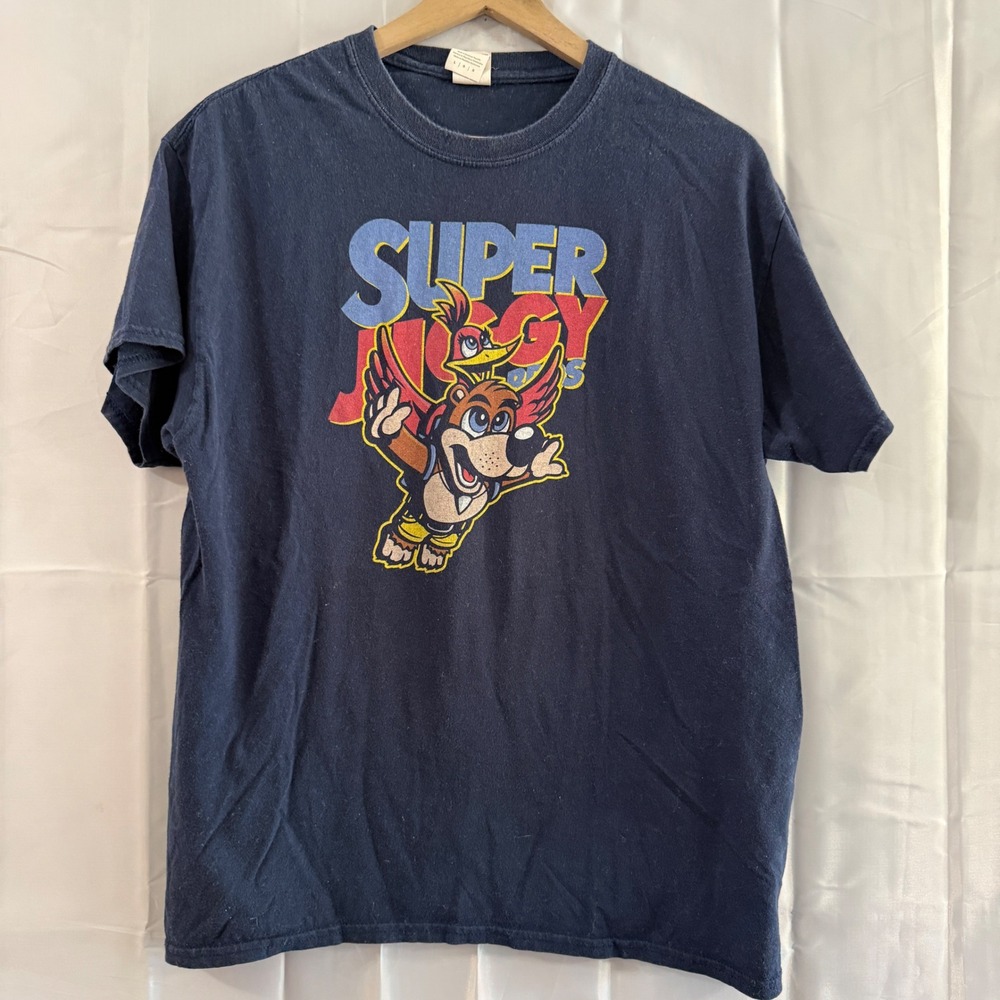 Banjo-Kazooie Super Jiggy Bros Navy Blue Graphic T-Shirt Mens Large L Video Game